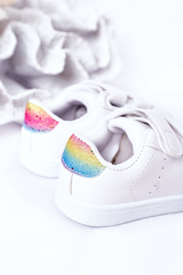 Baskets enfant à fermetures adhésives Couleur blanc-arc-en-ciel Cute Girl