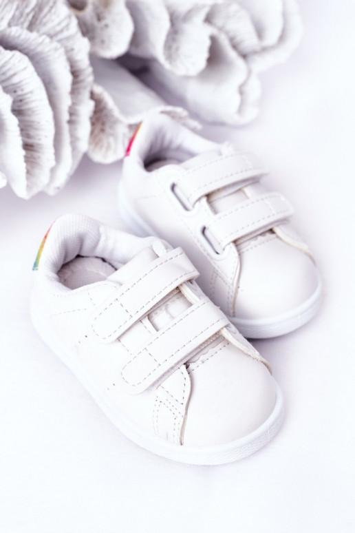 Baskets enfant à fermetures adhésives Couleur blanc-arc-en-ciel Cute Girl