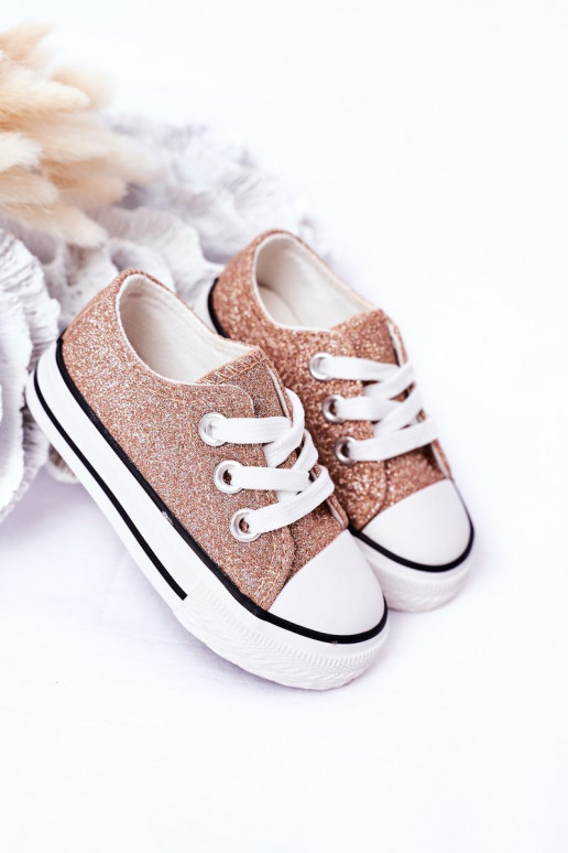 Chaussures décontractées pour enfants à paillettes de couleur or rose Bling-Bling Chaussures décontractées pour enfants à paillettes de couleur or rose Bling-Bling