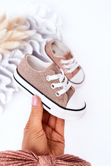 Chaussures décontractées pour enfants à paillettes de couleur or rose Bling-Bling 2
