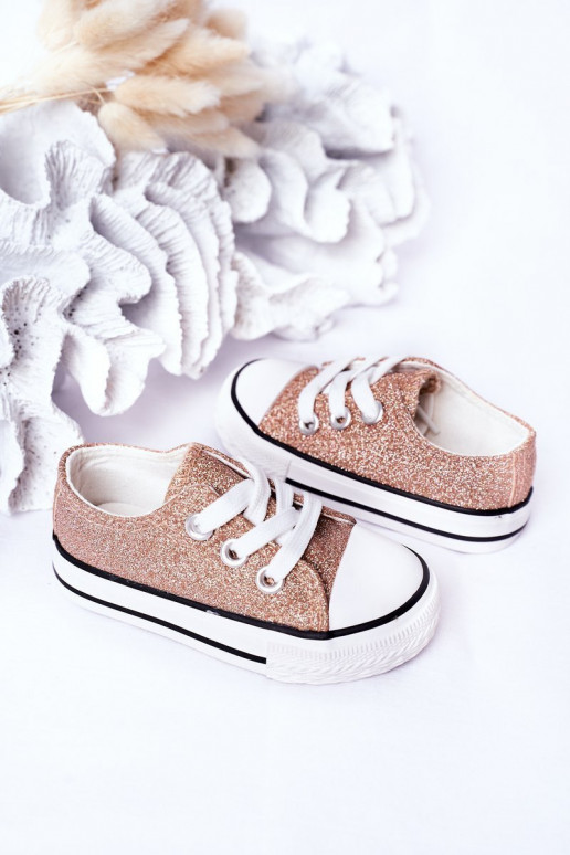 Chaussures décontractées pour enfants à paillettes de couleur or rose Bling-Bling