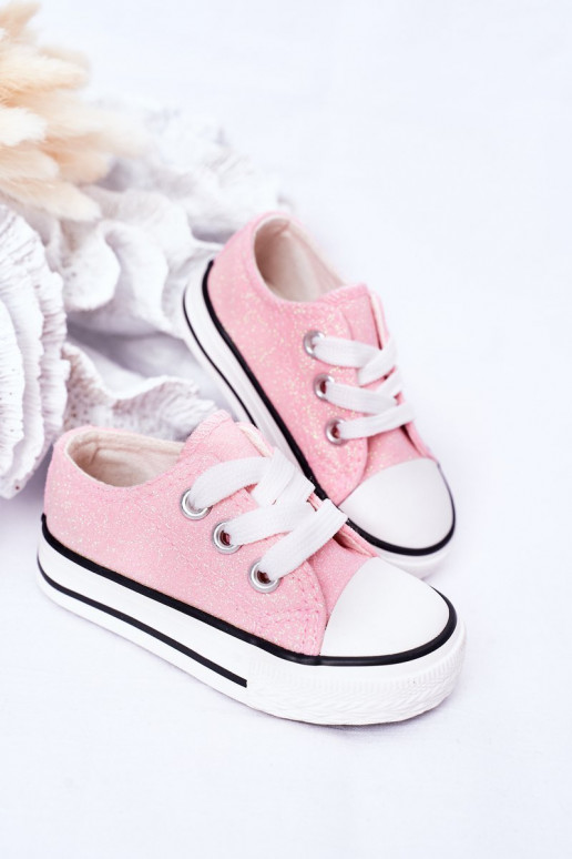 Chaussures décontractées pour enfants à paillettes de couleur rose Bling-Bling
