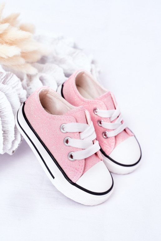 Chaussures décontractées pour enfants à paillettes de couleur rose Bling-Bling