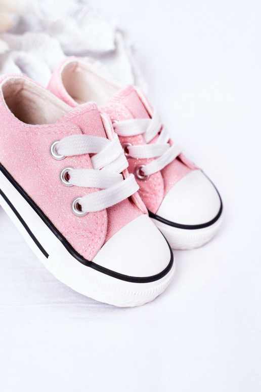 Chaussures décontractées pour enfants à paillettes de couleur rose Bling-Bling