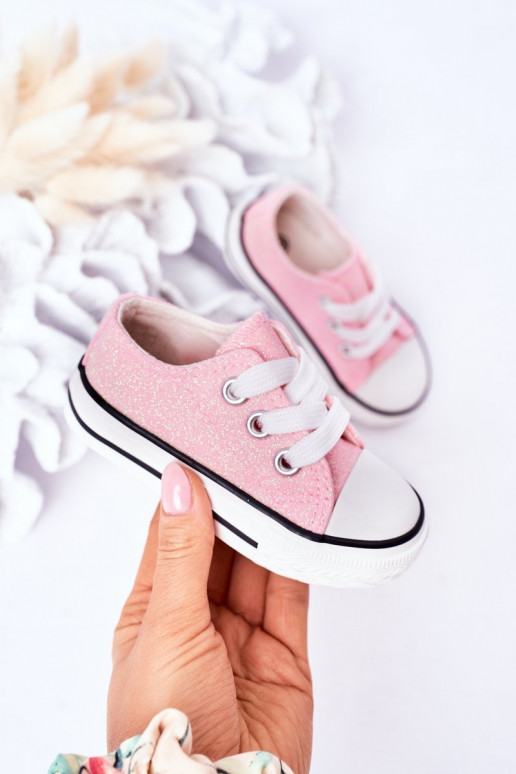 Chaussures décontractées pour enfants à paillettes de couleur rose Bling-Bling