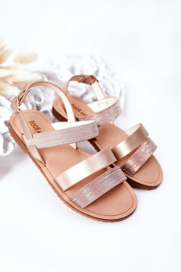 Sandales brillantes pour enfants couleur or rose Natalie