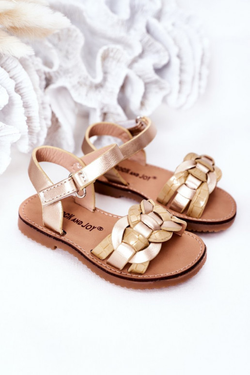 Sandales pour enfants avec imprimé serpent de couleur or Baxlee