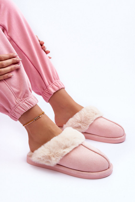 Chaussons avec fourrure rose Pinky