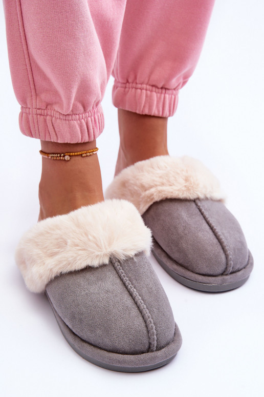 Chaussons avec fourrure de couleur gris Pinky Chaussons avec fourrure de couleur gris Pinky