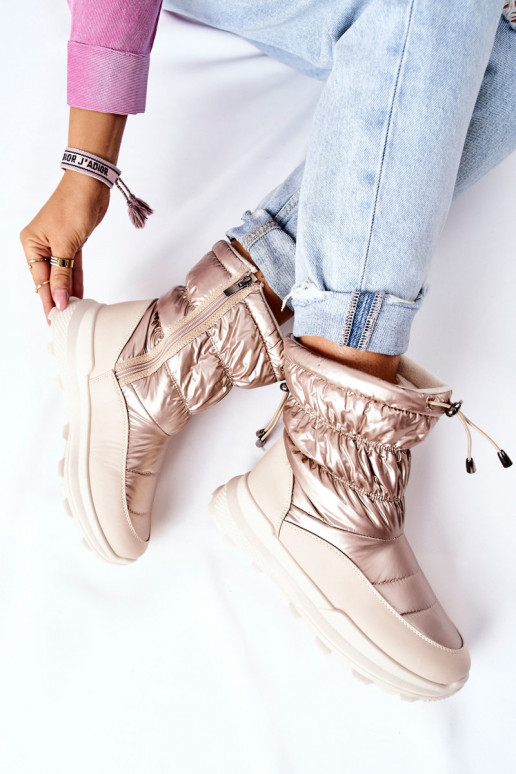 bottes de neige chauffées avec fermetures éclair de couleur dorée Starbone