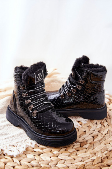 Bottes chaudes pour enfants avec fourrure à l'intérieur Couleur noir Doreen
