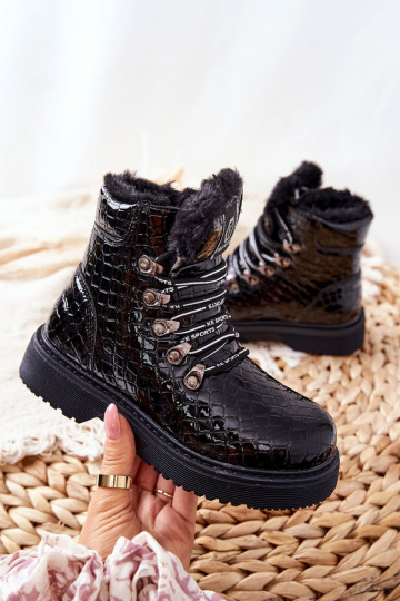 Bottes chaudes pour enfants avec fourrure à l'intérieur Couleur noir Doreen 2