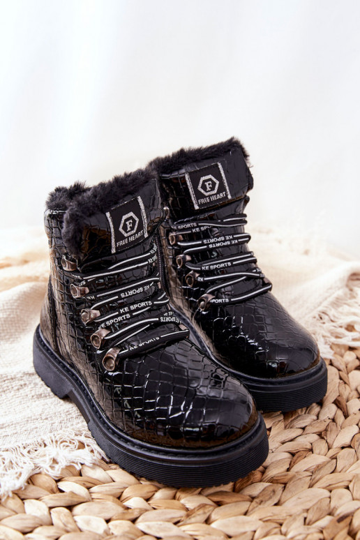 Bottes chaudes pour enfants avec fourrure à l'intérieur Couleur noir Doreen Bottes chaudes pour enfants avec fourrure à l'intérieur Couleur noir Doreen