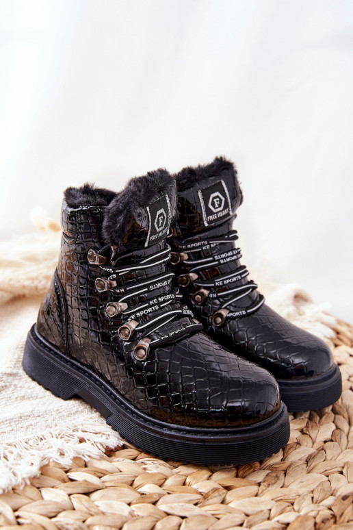 Bottes chaudes pour enfants avec fourrure à l'intérieur Couleur noir Doreen Bottes chaudes pour enfants avec fourrure à l'intérieur Couleur noir Doreen