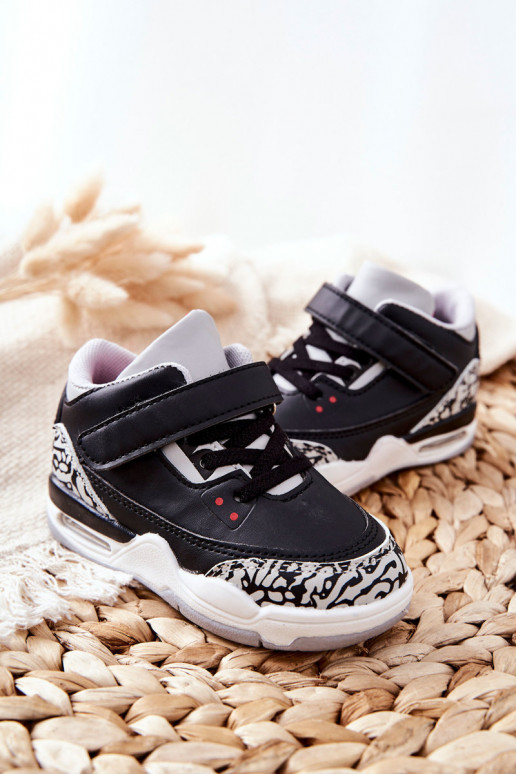 Baskets enfant Lin noir et rouge