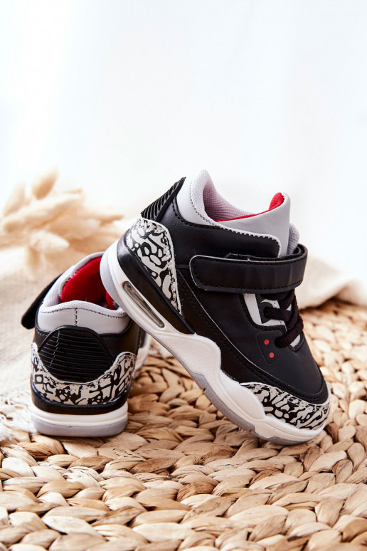 Baskets enfant Lin noir et rouge Baskets enfant Lin noir et rouge