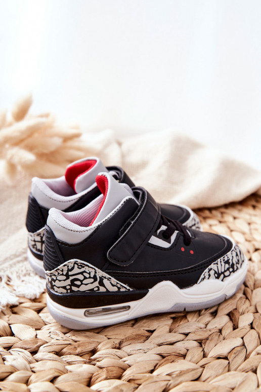 Baskets enfant Lin noir et rouge Baskets enfant Lin noir et rouge