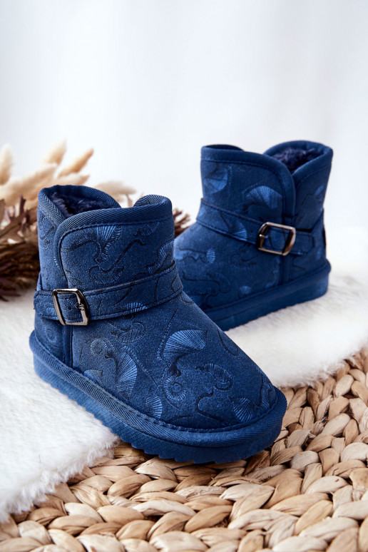 Bottines de neige enfant avec fourrure bleu foncé Kawai