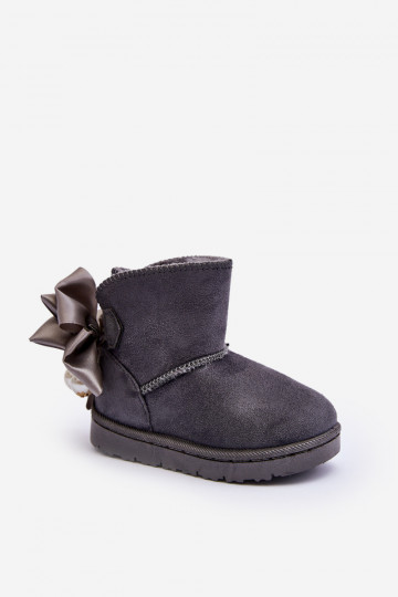 Bottes de neige chaudes pour enfants avec rubans en gris Snowis