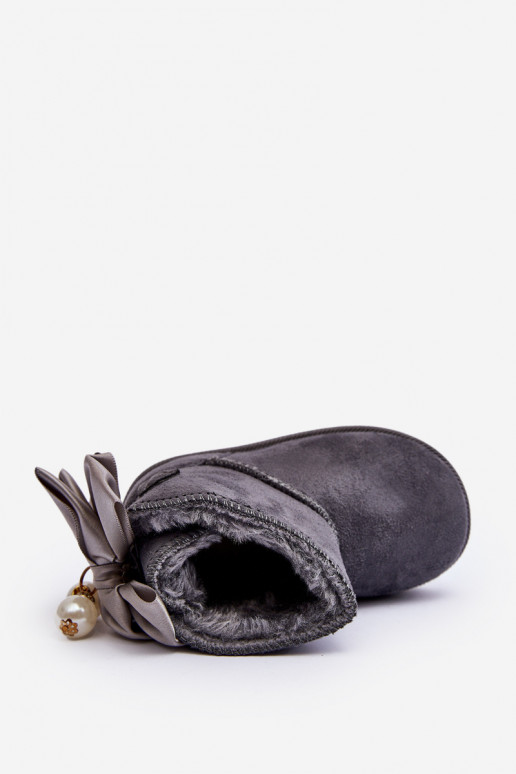 Bottes de neige chaudes pour enfants avec rubans en gris Snowis