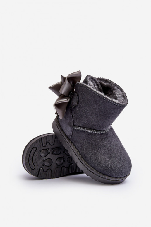 Bottes de neige chaudes pour enfants avec rubans en gris Snowis Bottes de neige chaudes pour enfants avec rubans en gris Snowis