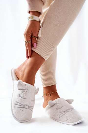 chaussons Brillants avec oreilles couleur blanc Kaisy