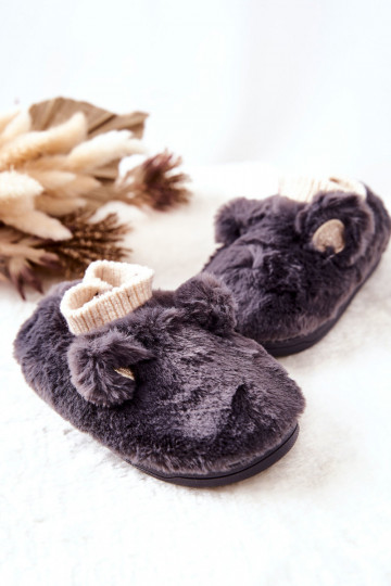 Chaussons chauffants à fermeture à enfiler de couleur grise Dessi 2