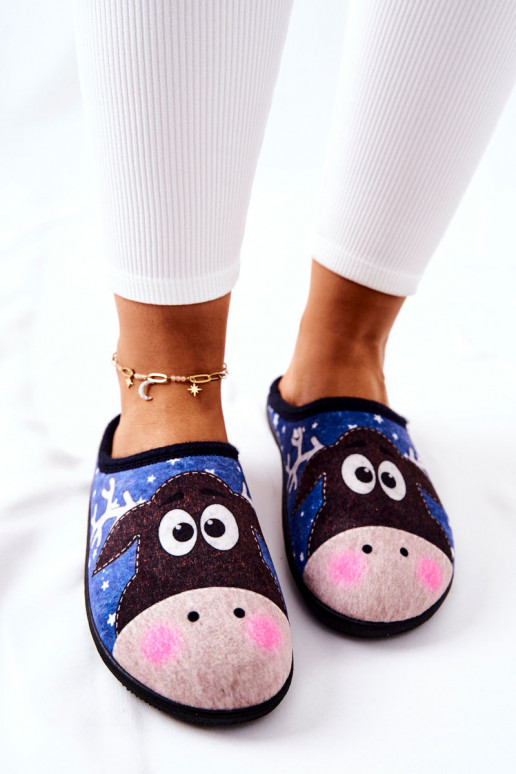 Chaussons chauffants couleur bleu Elodie