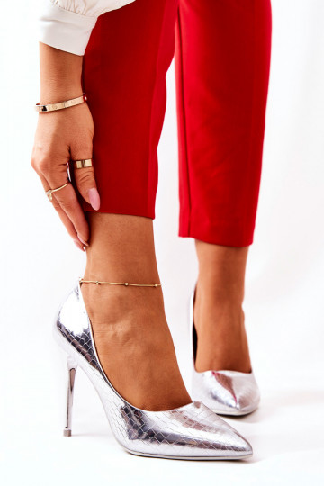 talons hauts argentés à imprimé serpent Tissoria