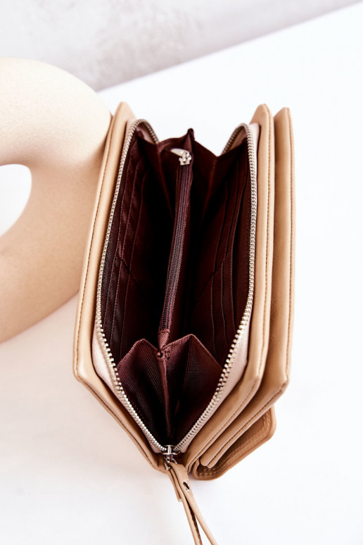 Grand portefeuille en cuir à fermeture éclair Loreaine ivoire Grand portefeuille en cuir à fermeture éclair Loreaine ivoire