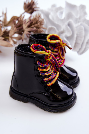 Bottines pour enfants effet laqué avec fermetures éclair en noir Tibbie 2