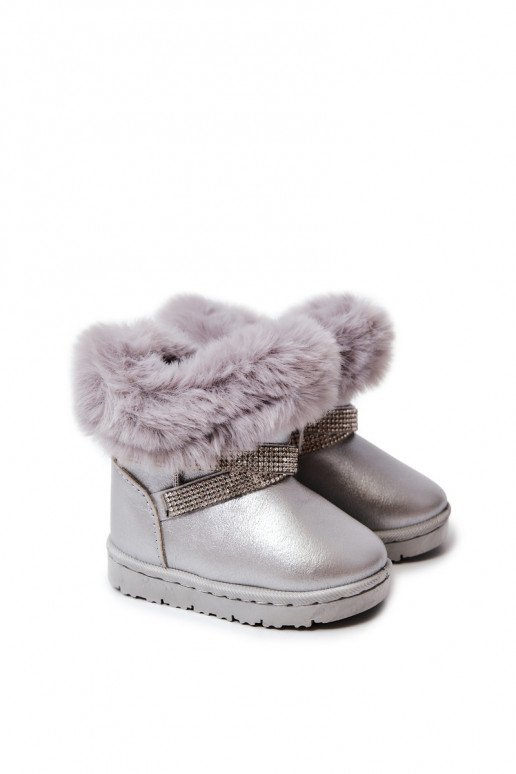Bottes de neige pour enfants avec yeux scintillants de couleur argent Hollee