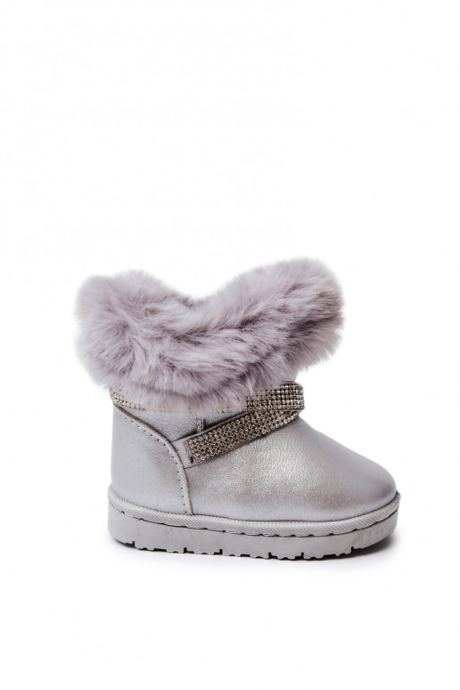 Bottes de neige pour enfants avec yeux scintillants de couleur argent Hollee