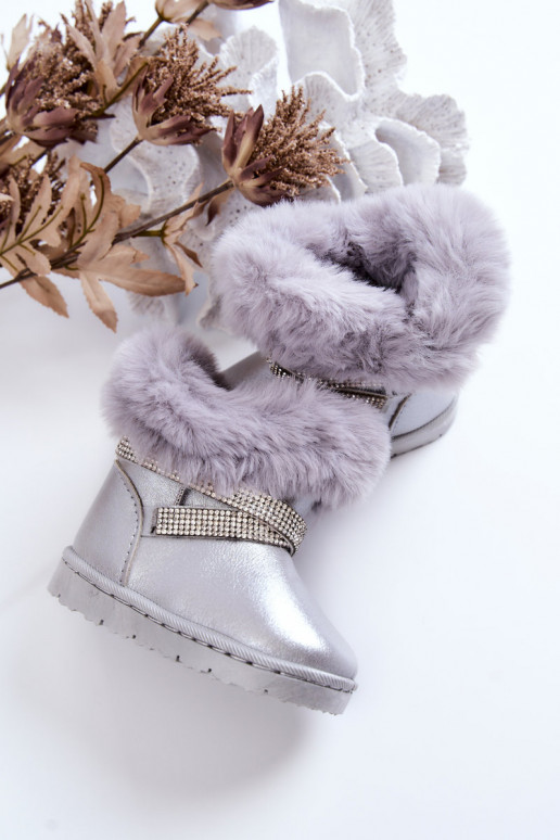 Bottes de neige pour enfants avec yeux scintillants de couleur argent Hollee