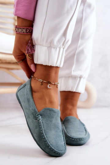 Mocassins en daim couleur menthe Morreno