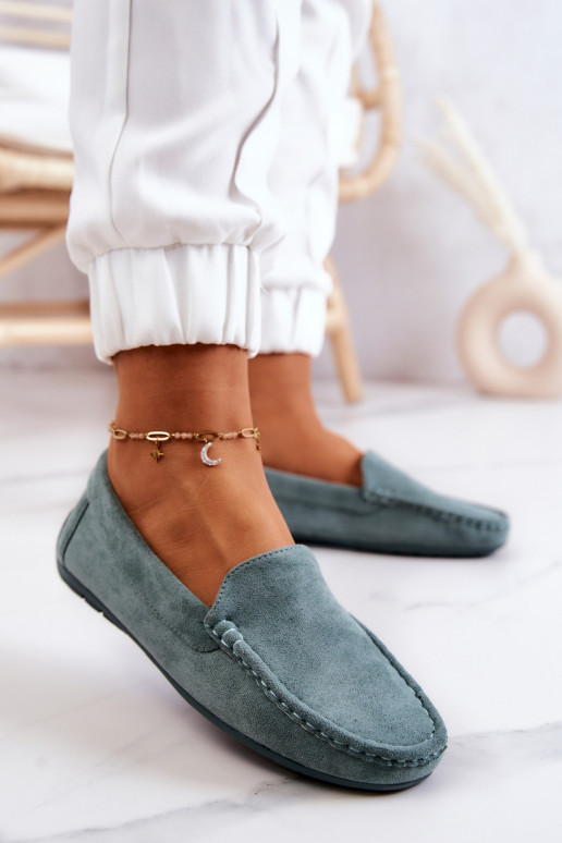 Mocassins en daim couleur menthe Morreno