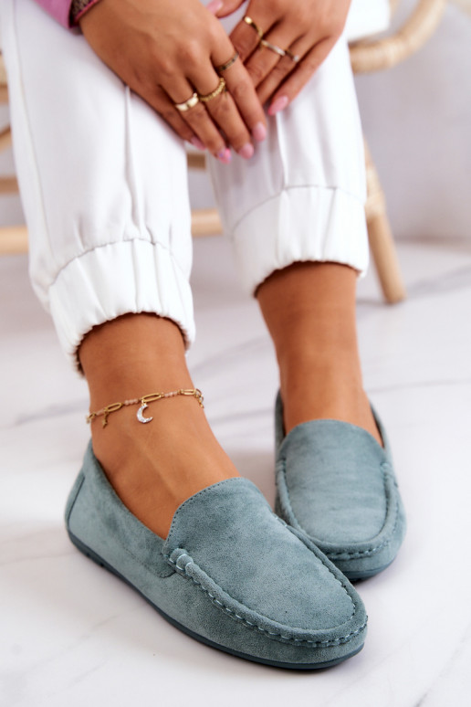 Mocassins en daim couleur menthe Morreno