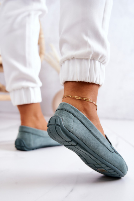 Mocassins en daim couleur menthe Morreno