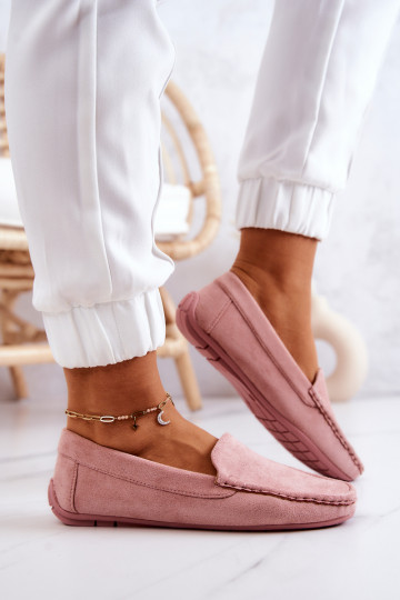 Mocassins en daim rose Morreno 2