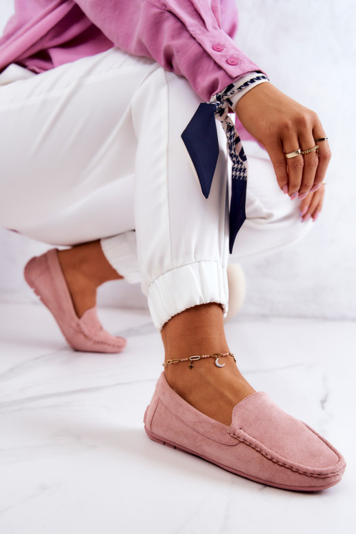 Mocassins en daim rose Morreno