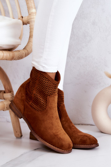 Bottines en daim à plateforme cachée en marron Solene