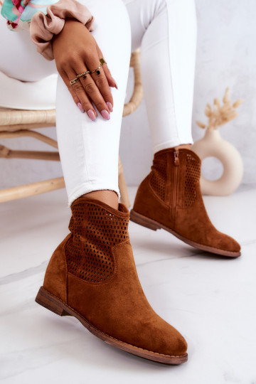 Bottines en daim à plateforme cachée en marron Solene 2