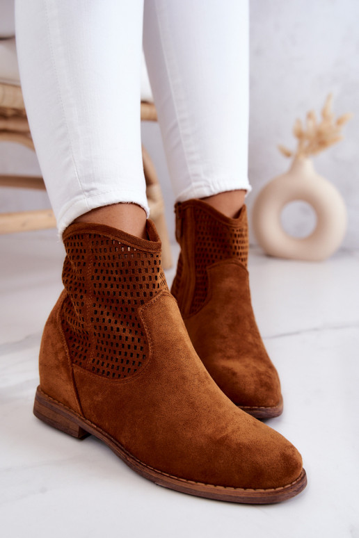 Bottines en daim à plateforme cachée en marron Solene