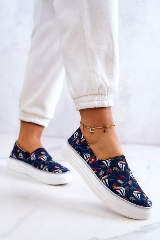 Baskets Slip On Memory Foam Big Star JJ276016 bleu foncé