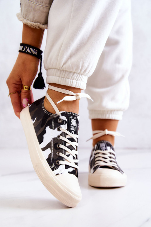 chaussures de loisirs en tissu avec camouflage BIG STAR JJ274237 Blanc-gris