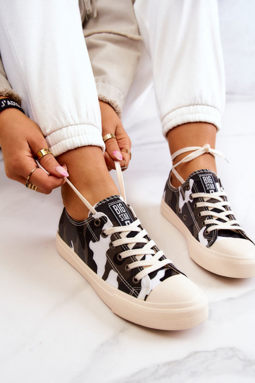 chaussures de loisirs en tissu avec camouflage BIG STAR JJ274237 Blanc-gris
