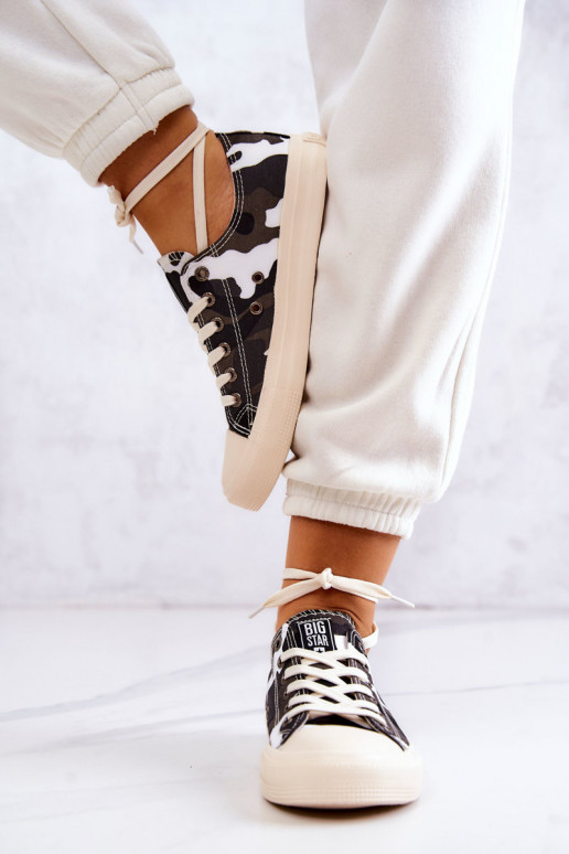 chaussures de loisirs en tissu avec camouflage BIG STAR JJ274237 Blanc-gris