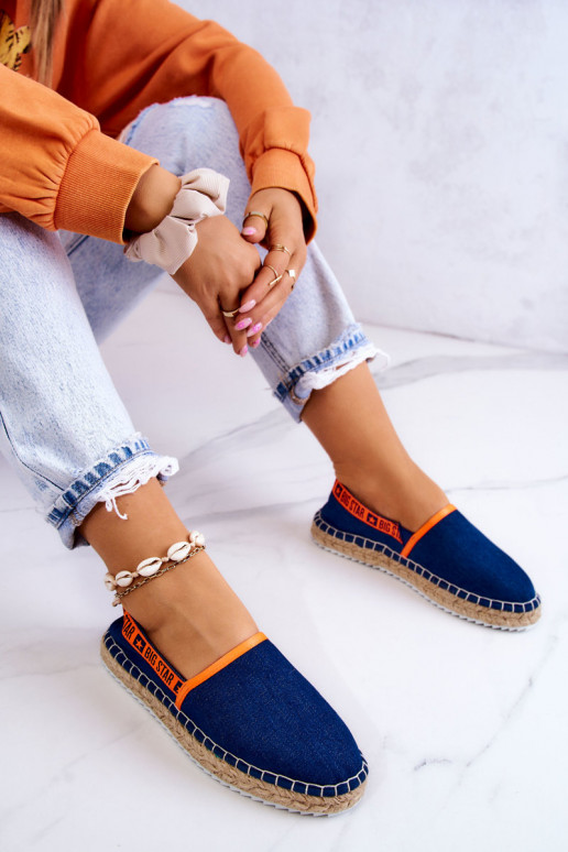 Espadrilles en tissu avec un modèle audacieux Big Star JJ274877 bleu foncé Espadrilles en tissu avec un modèle audacieux Big Star JJ274877 bleu foncé