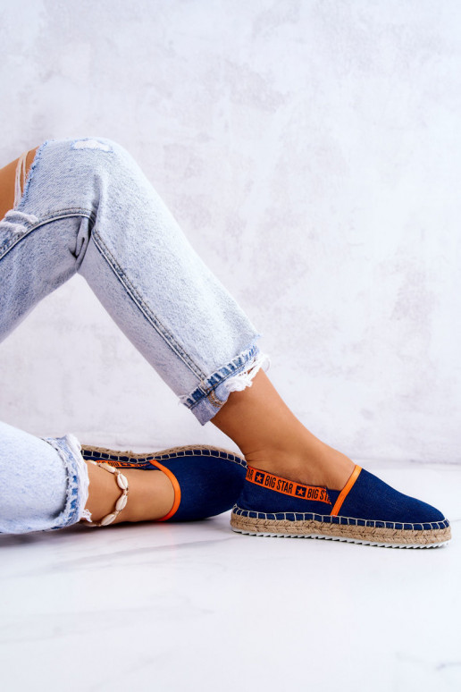 Espadrilles en tissu avec un modèle audacieux Big Star JJ274877 bleu foncé Espadrilles en tissu avec un modèle audacieux Big Star JJ274877 bleu foncé