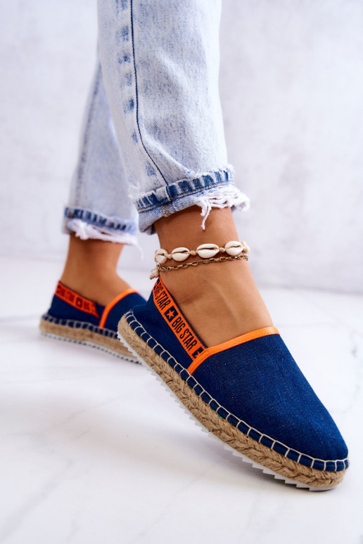 Espadrilles en tissu avec un modèle audacieux Big Star JJ274877 bleu foncé Espadrilles en tissu avec un modèle audacieux Big Star JJ274877 bleu foncé